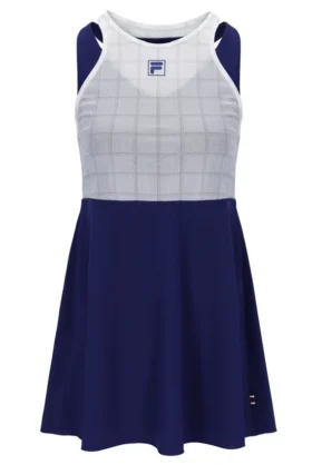 Abito da donna in jersey a rete blu navy con pantaloncini interni