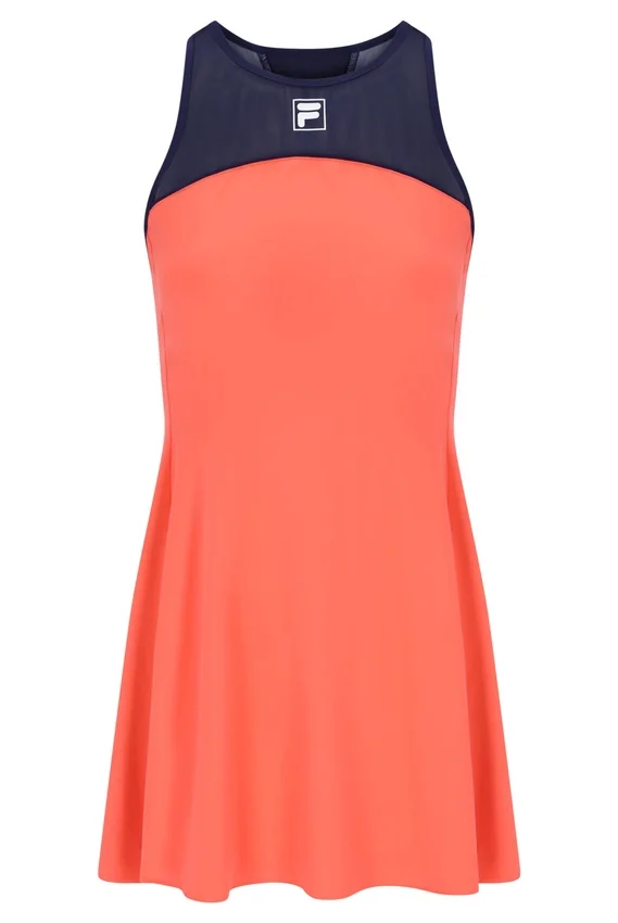 Abito in jersey da donna arancione neon con pantaloncini interni