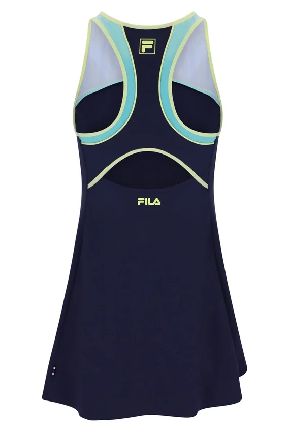 Abito in jersey da donna blu navy scuro con pantaloncini interni