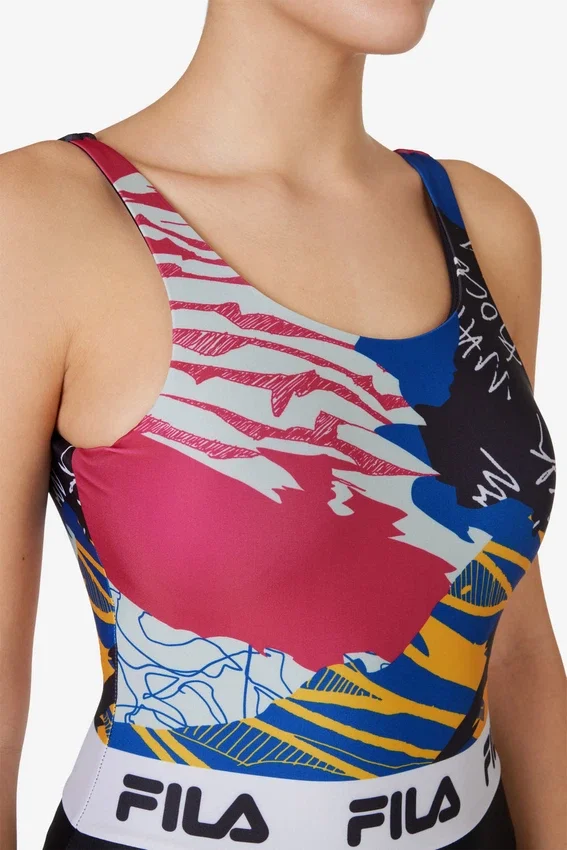 Body con stampa all-over multicolore