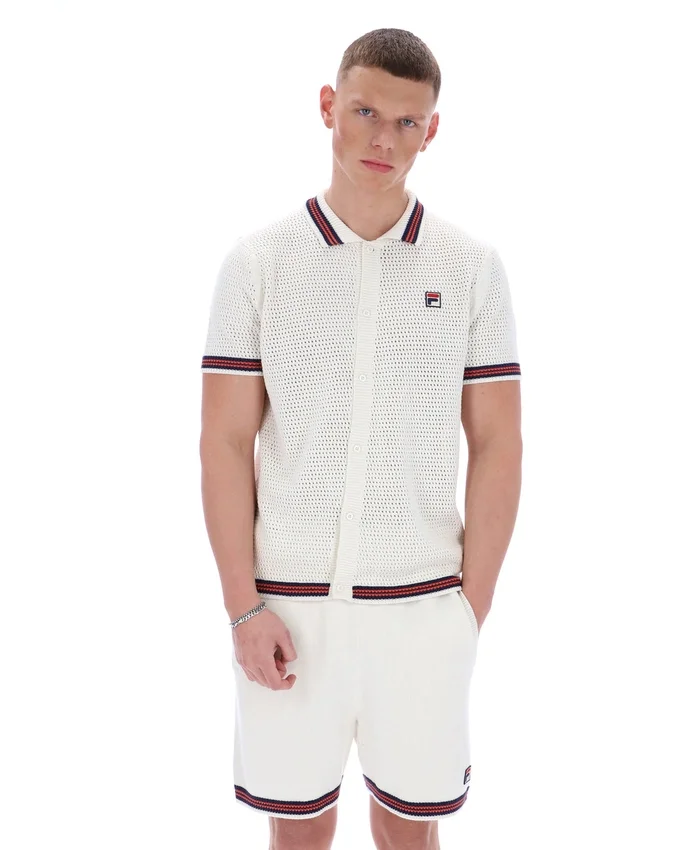Camicia in maglia all'uncinetto Gardenia Domenico con bordi a contrasto