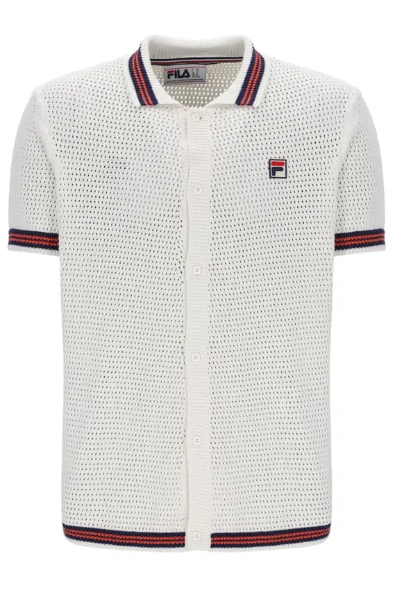 Camicia in maglia all'uncinetto Gardenia Domenico con bordi a contrasto