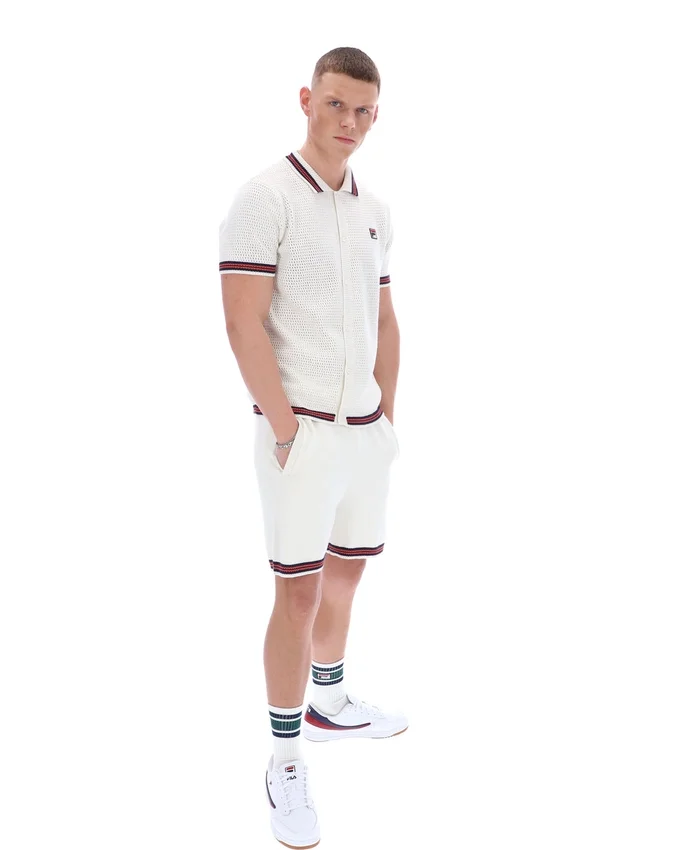 Camicia in maglia all'uncinetto Gardenia Domenico con bordi a contrasto
