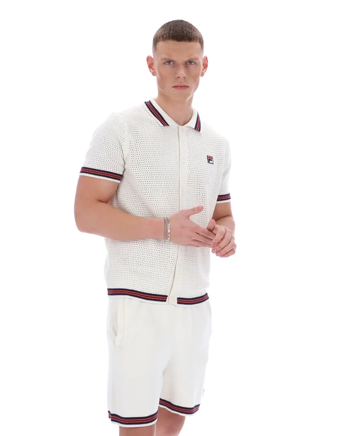 Camicia in maglia all'uncinetto Gardenia Domenico con bordi a contrasto