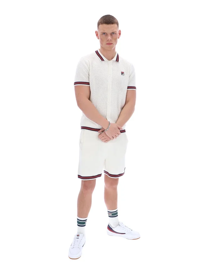 Camicia in maglia all'uncinetto Gardenia Domenico con bordi a contrasto