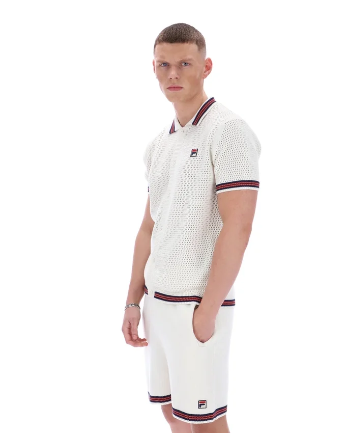 Camicia in maglia all'uncinetto Gardenia Domenico con bordi a contrasto