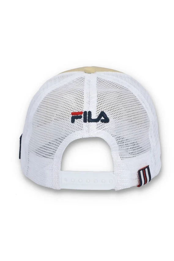 Cappellino classico beige Addie Slogan in neoprene con retro in rete