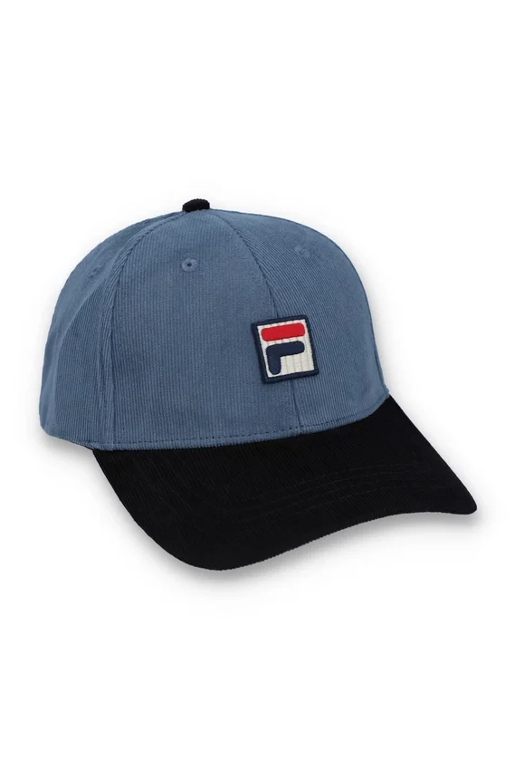 Cappellino da baseball vintage in velluto a coste Clarke con blocchi di colore indaco