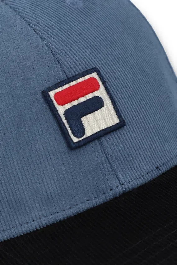 Cappellino da baseball vintage in velluto a coste Clarke con blocchi di colore indaco