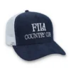 Cappellino Fila Cody in velluto a coste con retro in rete e grafica ricamata, colore blu navy