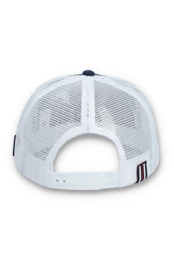 Cappellino Fila Cody in velluto a coste con retro in rete e grafica ricamata, colore blu navy