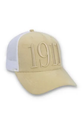 Cappellino Hazza Large 1911 classico beige con retro in rete ricamato