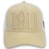 Cappellino Hazza Large 1911 classico beige con retro in rete ricamato