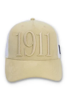 Cappellino Hazza Large 1911 classico beige con retro in rete ricamato