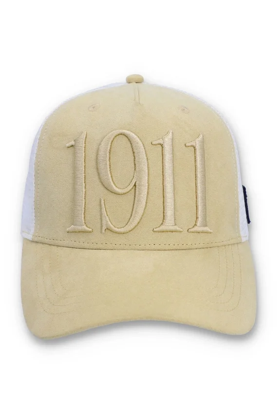 Cappellino Hazza Large 1911 classico beige con retro in rete ricamato
