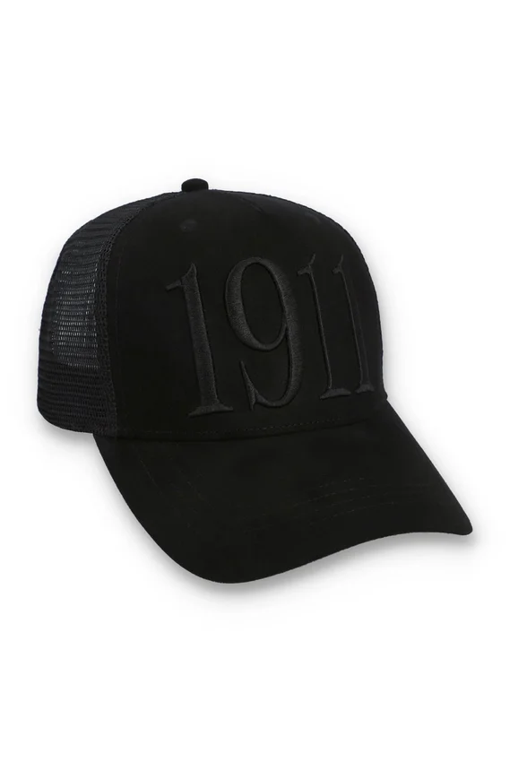 Cappellino Hazza Large 1911 con retro in rete e ricamo, nero