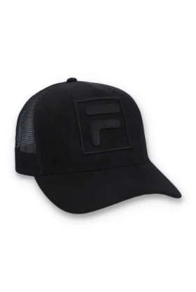 Cappellino Turo Large F-Box in pelle scamosciata con ricamo tono su tono e retro in rete, nero
