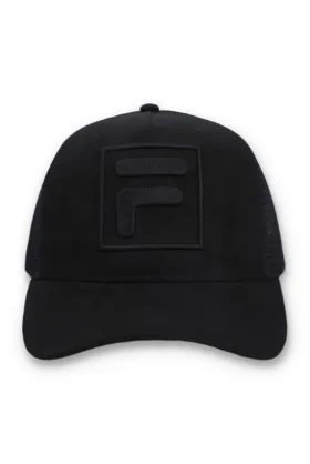 Cappellino Turo Large F-Box in pelle scamosciata con ricamo tono su tono e retro in rete, nero
