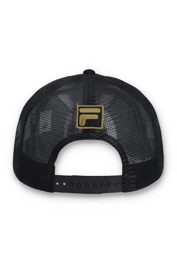 Cappellino Turo Large F-Box in pelle scamosciata con ricamo tono su tono e retro in rete, nero