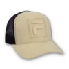 Cappellino Turo Large F-Box in pelle scamosciata ricamata tono su tono con retro in rete, beige classico