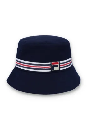 Cappello a secchiello blu con striscia Heritage