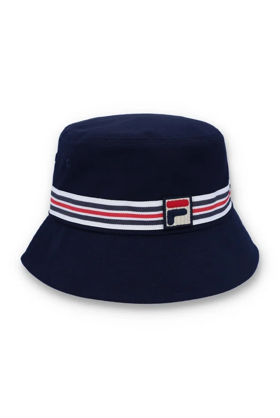 Cappello a secchiello blu con striscia Heritage