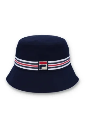 Cappello a secchiello blu con striscia Heritage