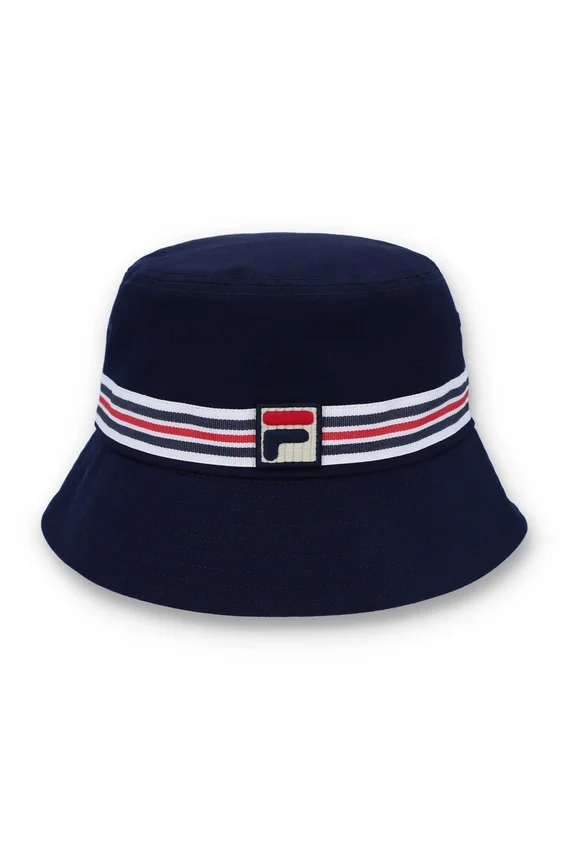 Cappello a secchiello blu con striscia Heritage