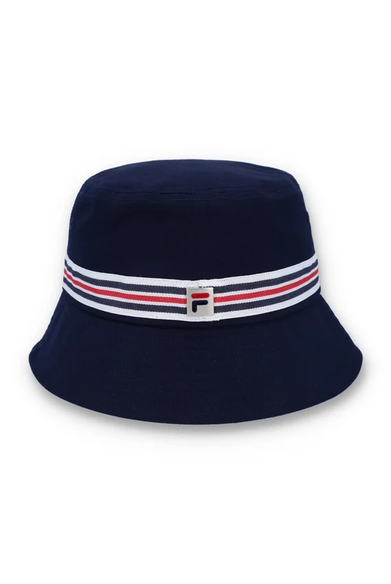 Cappello a secchiello blu con striscia Heritage