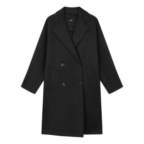 Cappotto in maglia a mezza lunghezza Milano in tinta unita "Nero"