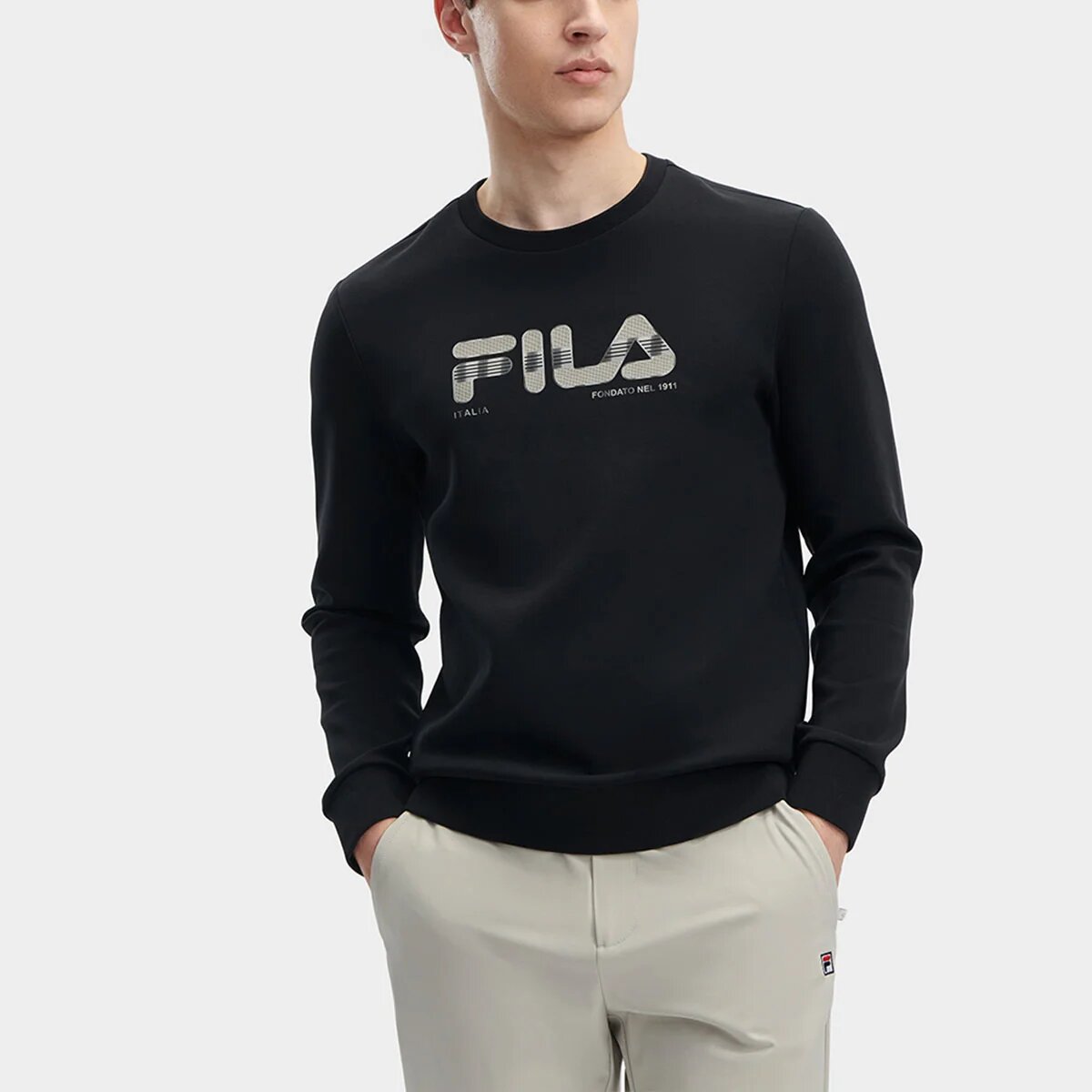 Core Design Museum Denmark Maglione a collo rotondo della linea White Line "Black"