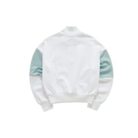 Felpa con cappuccio a mezza zip e collo alto in stile sportivo a colori contrastanti, bianca