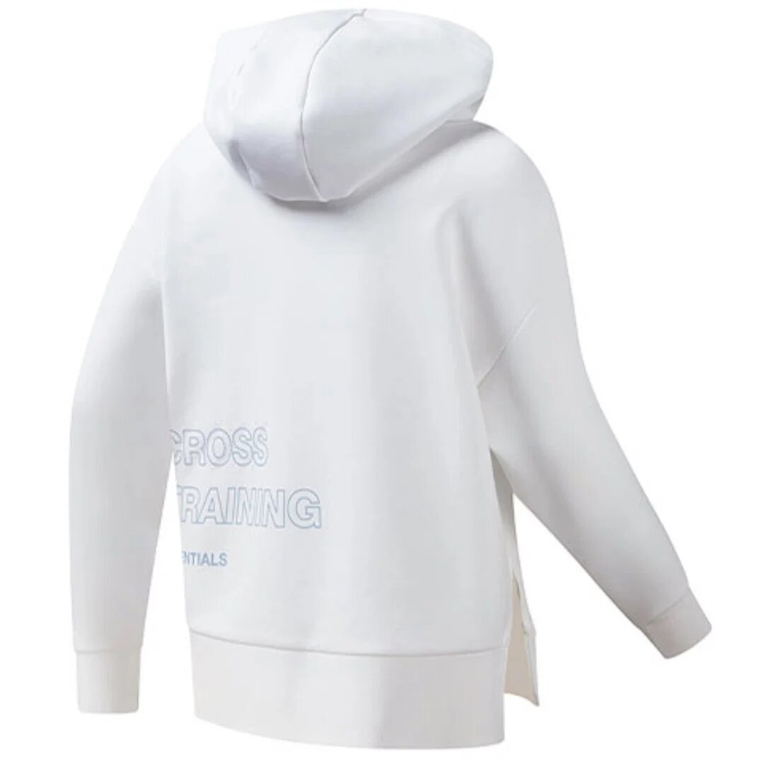 Felpa con cappuccio asimmetrica e orlo sfalsato "Bianco Blu"
