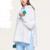 Felpa con cappuccio asimmetrica e orlo sfalsato "Bianco Blu"