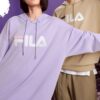 Felpa con cappuccio e logo classico "Viola e bianco"