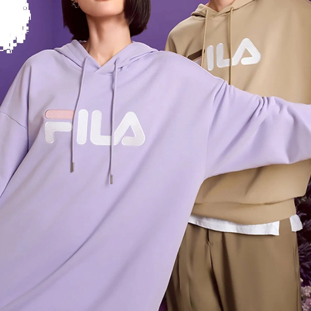 Felpa con cappuccio e logo classico "Viola e bianco"