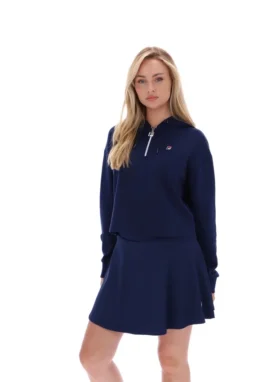 Felpa con cappuccio e zip a 1/4 Fila Navy Fiorella