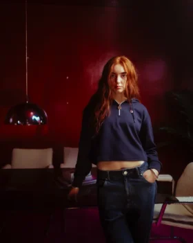 Felpa con cappuccio e zip a 1/4 Fila Navy Fiorella