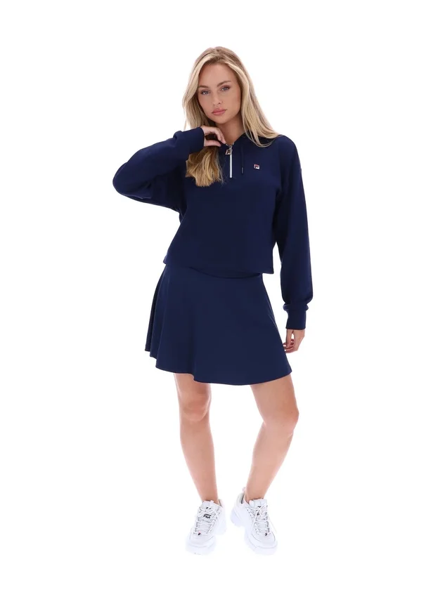 Felpa con cappuccio e zip a 1/4 Fila Navy Fiorella