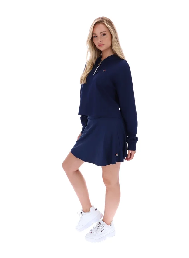 Felpa con cappuccio e zip a 1/4 Fila Navy Fiorella