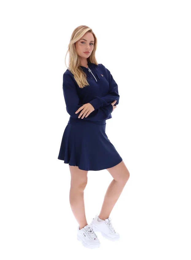 Felpa con cappuccio e zip a 1/4 Fila Navy Fiorella