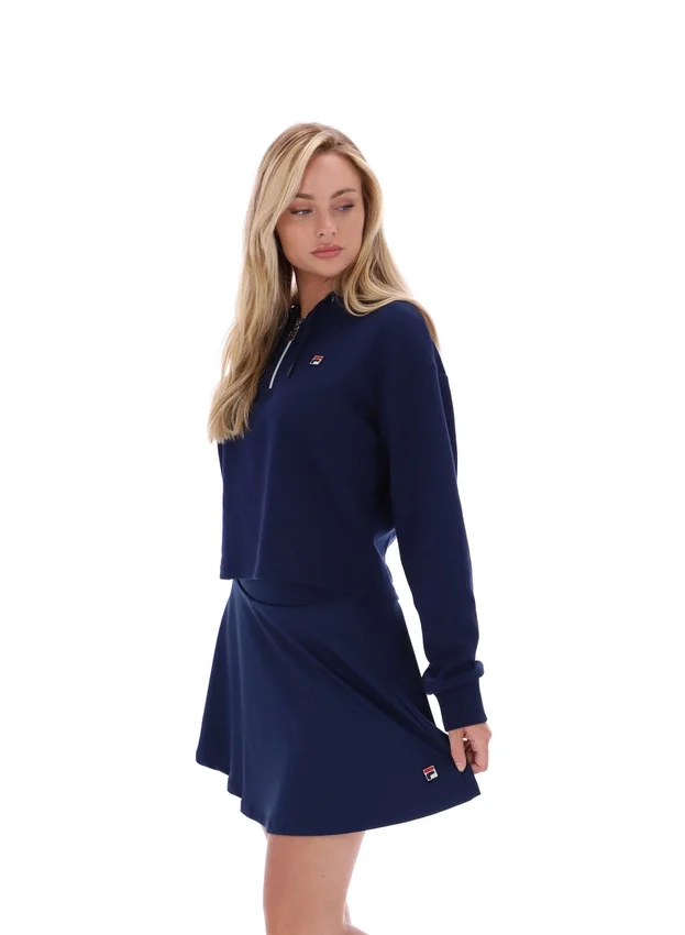 Felpa con cappuccio e zip a 1/4 Fila Navy Fiorella