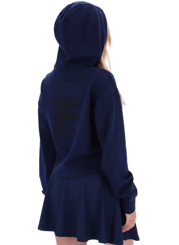 Felpa con cappuccio e zip a 1/4 Fila Navy Fiorella