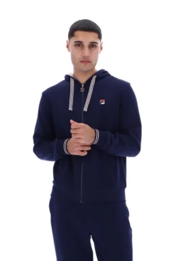 Felpa con cappuccio e zip Fila Tenconi blu navy