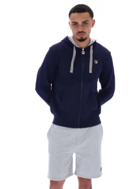 Felpa con cappuccio e zip Fila Tenconi blu navy