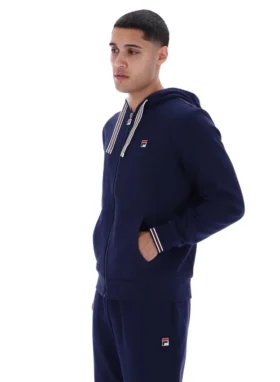 Felpa con cappuccio e zip Fila Tenconi blu navy