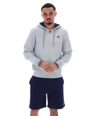 Felpa con cappuccio e zip Tenconi grigio melange