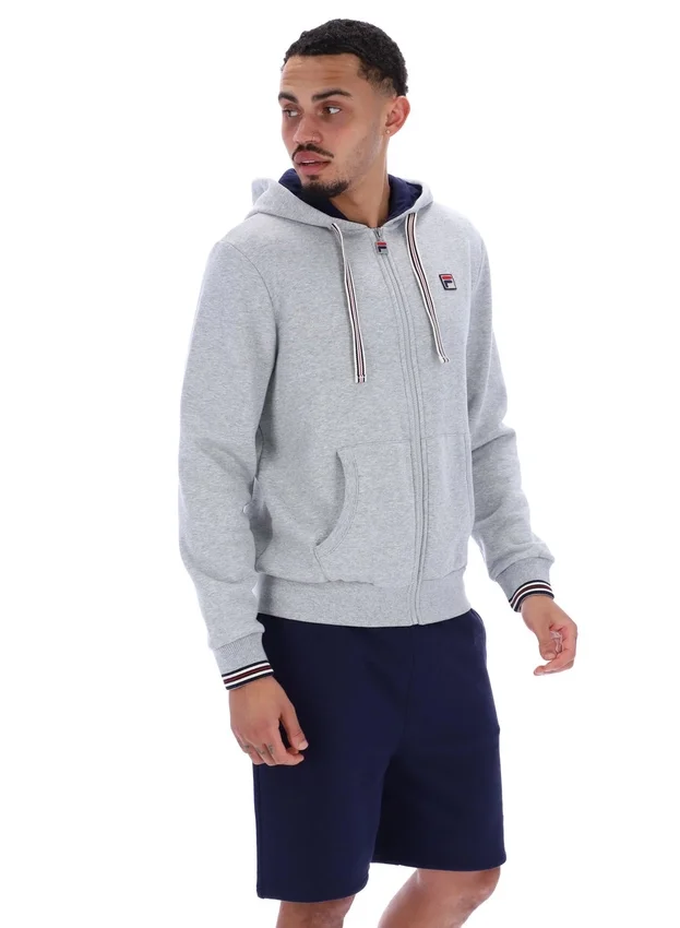 Felpa con cappuccio e zip Tenconi grigio melange