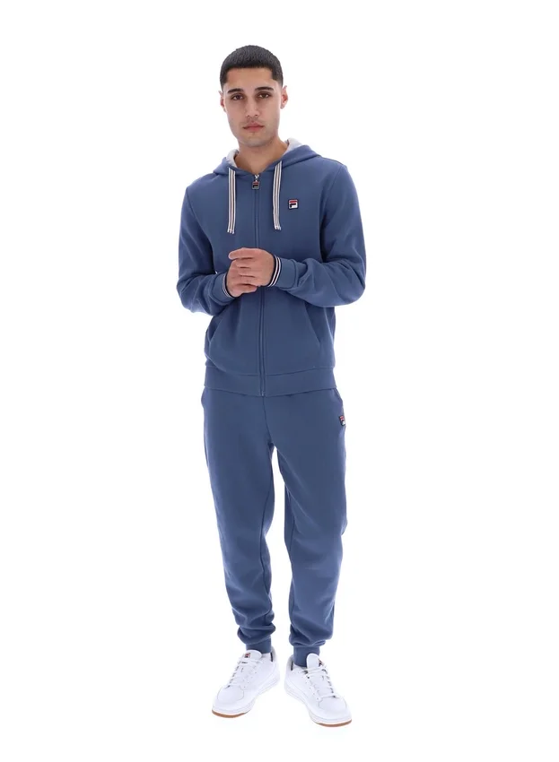 Felpa con cappuccio e zip Tenconi in stile vintage indaco