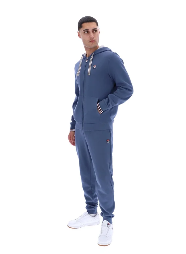 Felpa con cappuccio e zip Tenconi in stile vintage indaco